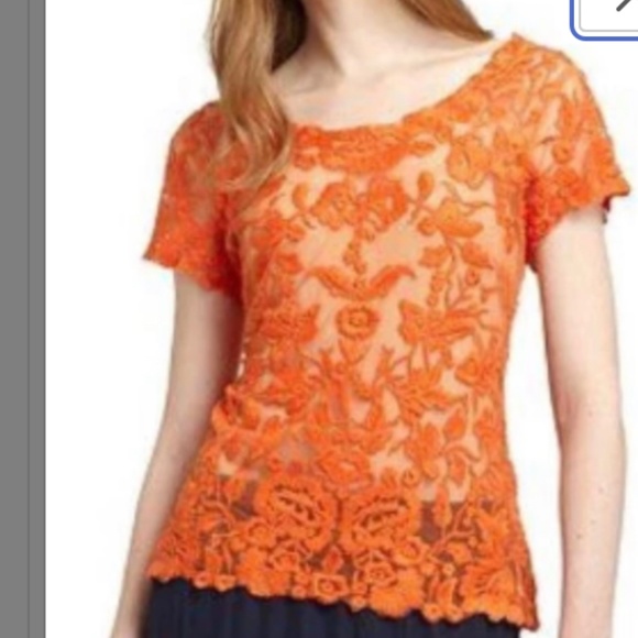 New Candella Orange Top sheer lace Tangerine, Sexy, club, party, cute, bright - Picture 11 of 12